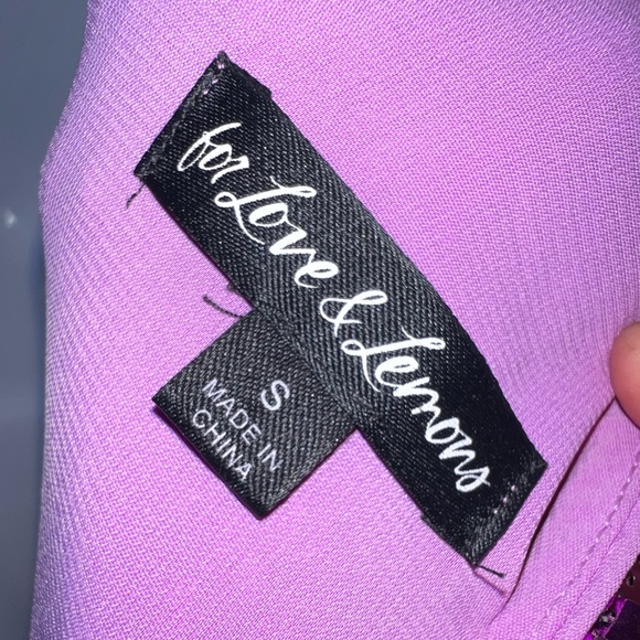 FOR LOVE & LEMONS Purple Pink Madeline Sequin One Shoulder Cocktail Mini Dress ✨ - Picture 6 of 9